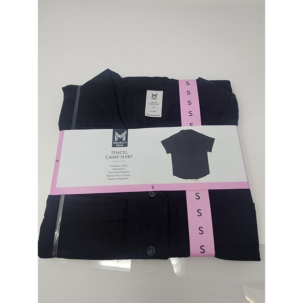 Member's Mark Womens Tencel Camp Shirt Black Lyocell Relaxed Size Small
